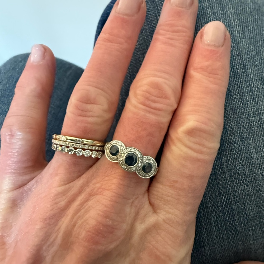 18k White Gold Mark Henry Sapphire Diamond Ring - Picture 3 of 13
